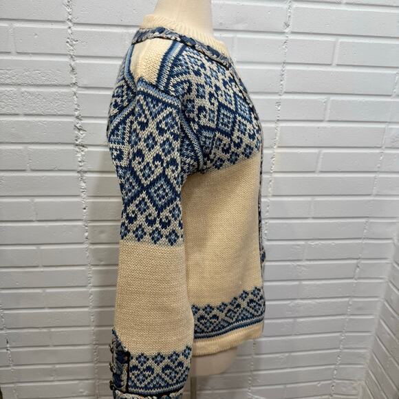 Vintage Nordstrikk Norwegian Fair Isle Sweater Nordic Cardigan Pure New Wool S/M - Picture 8 of 15